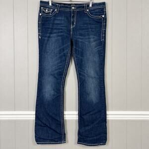 ANA Bootcut Jeans Womens 18T Dark Wash Rhinestone Embroidered Stitching